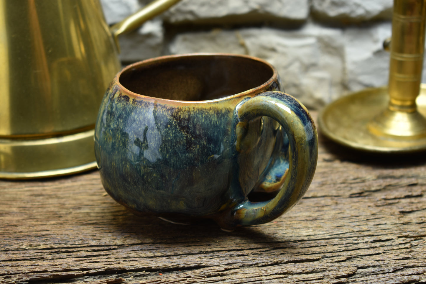 Skull mug small 350ML blue/brown/green effect