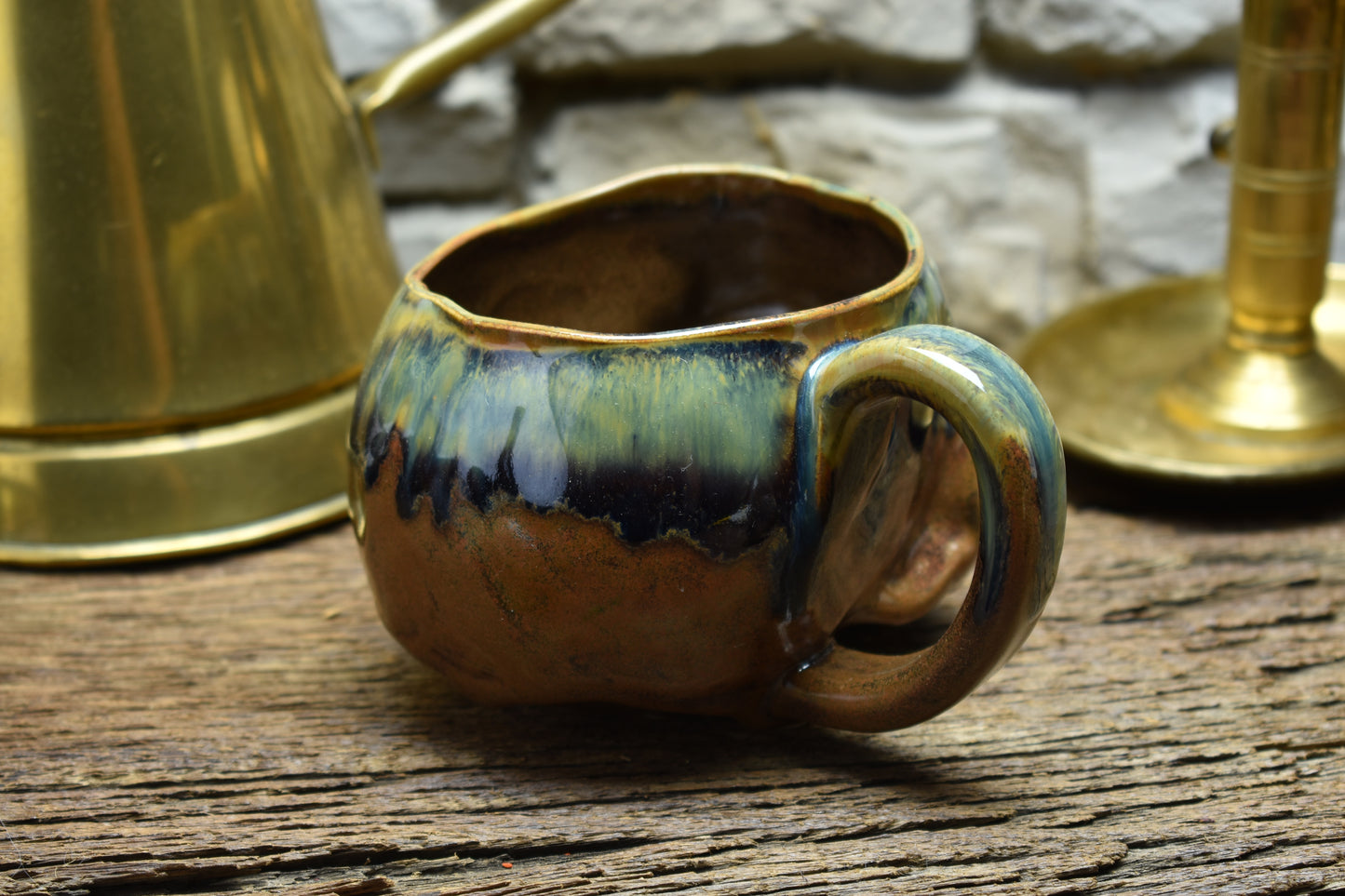 Skull mug small 350ML blue/brown/green effect 2