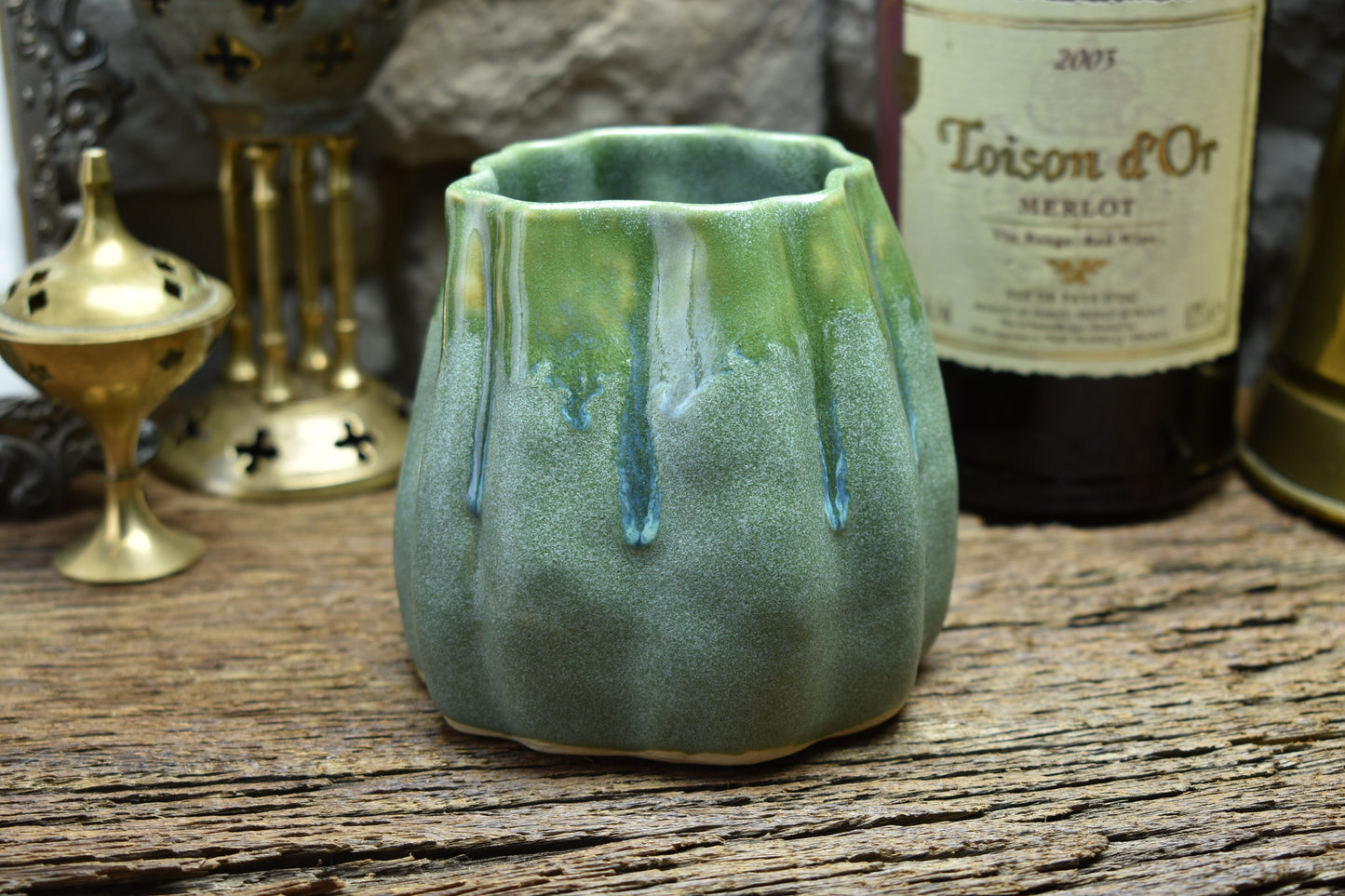 Pumpkin mug green effect glaze 1