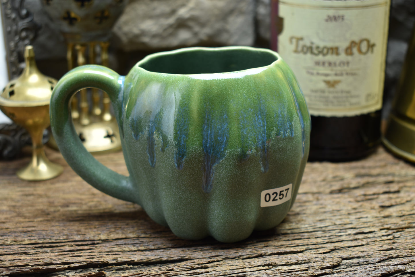 Pumpkin mug green effect glaze 2