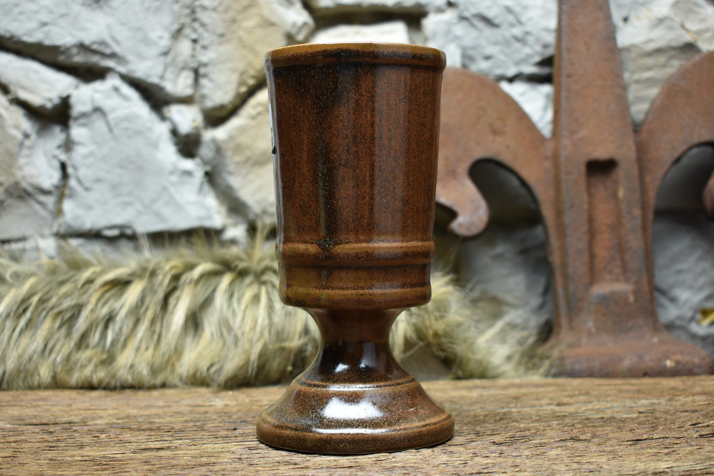 Handmade ceramic chalice 330ML with brown matt glaze