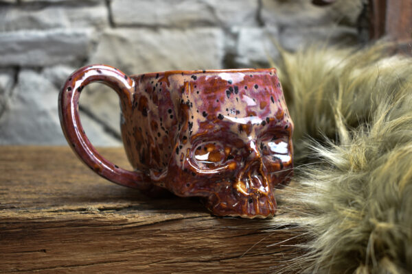 Skull mug green bordeaux and black dotts effect - Image 5