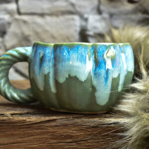 Pumpkin mug matt green and blue effect 2