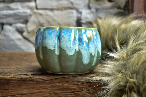 Pumpkin mug matt green and blue effect 2 - Image 5