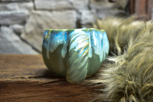 Pumpkin mug matt green and blue effect 2 - Image 3