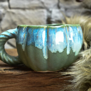 Pumpkin mug matt green and blue effect 1