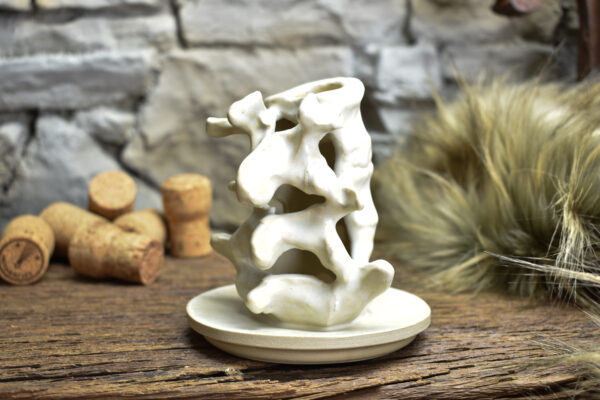 Handmade ceramic small spine candle holder matt white 2