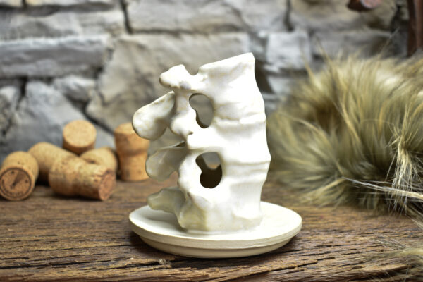 Handmade ceramic small spine candle holder matt white 2 - Image 5