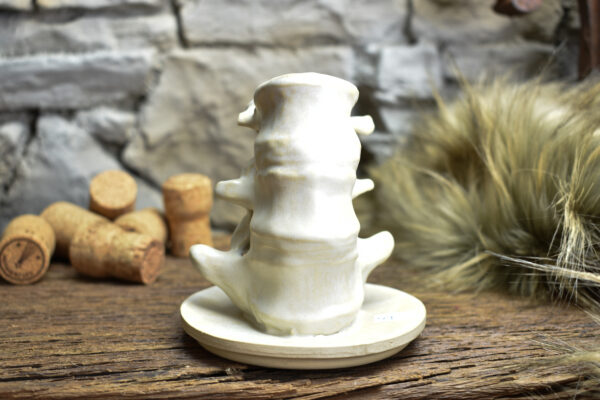 Handmade ceramic small spine candle holder matt white 2 - Image 4