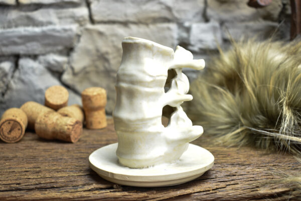 Handmade ceramic small spine candle holder matt white 2 - Image 3