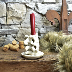 Handmade ceramic small spine candle holder matt white 1