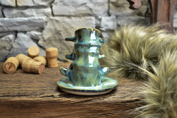 Handmade ceramic small spine candle holder brown/blue effect 1 - Image 3