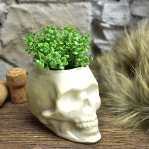Small skull plantpot white matt