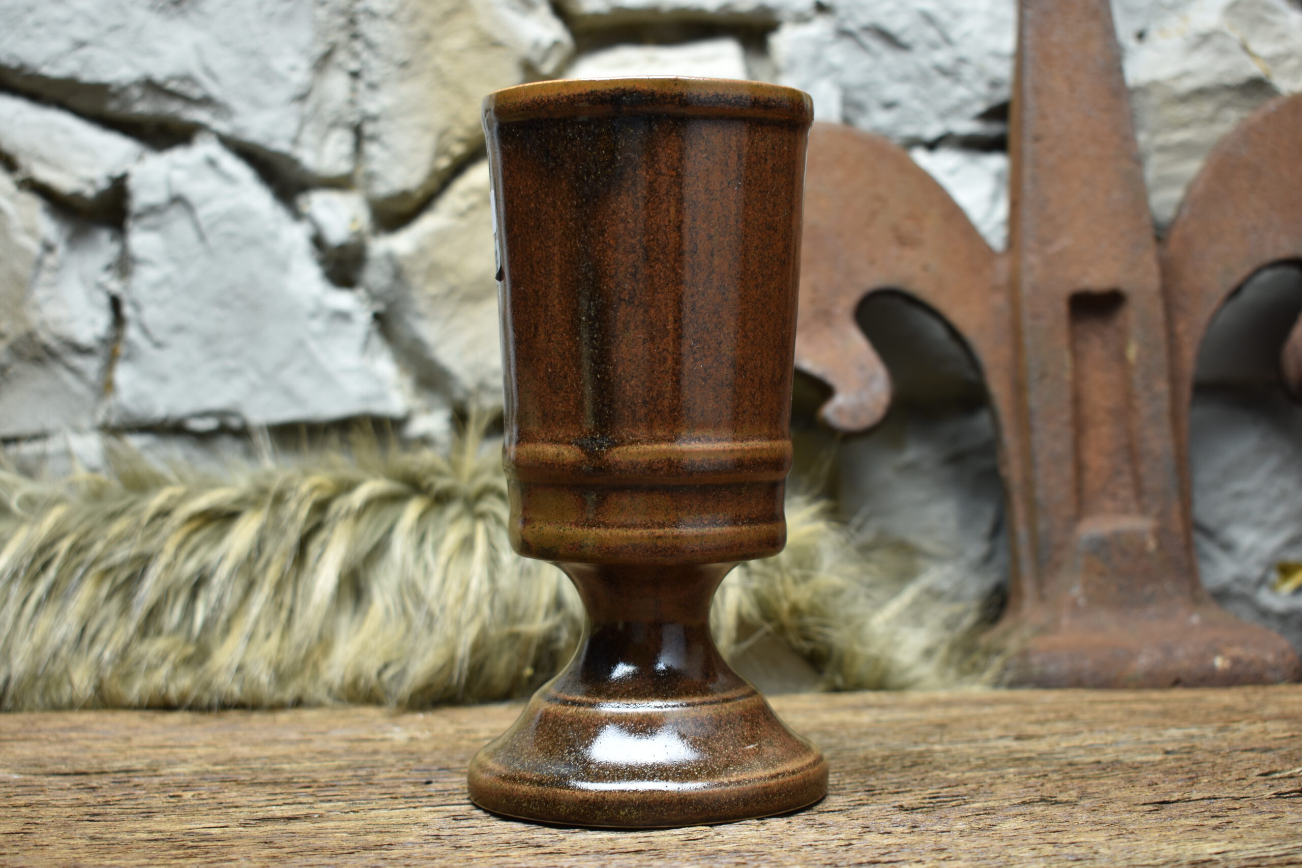 Handmade ceramic chalice 330ML with brown matt glaze