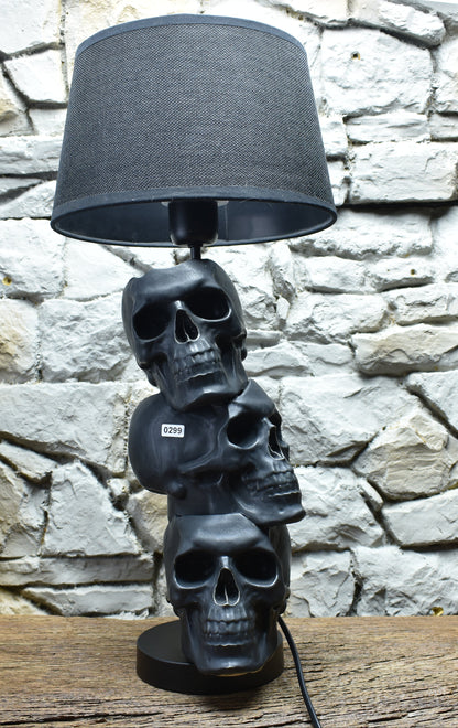 Handmade ceramic skull lamp black matt