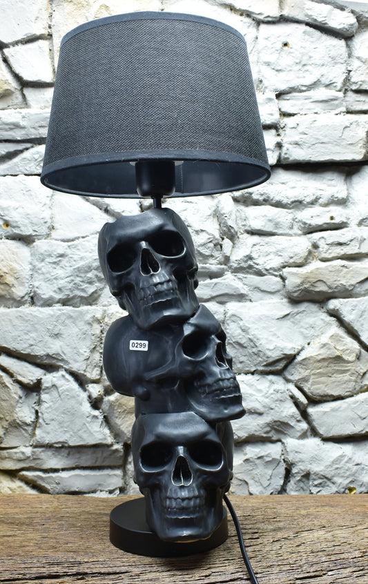 Handmade ceramic skull lamp black matt