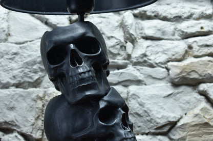 Handmade ceramic skull lamp black matt