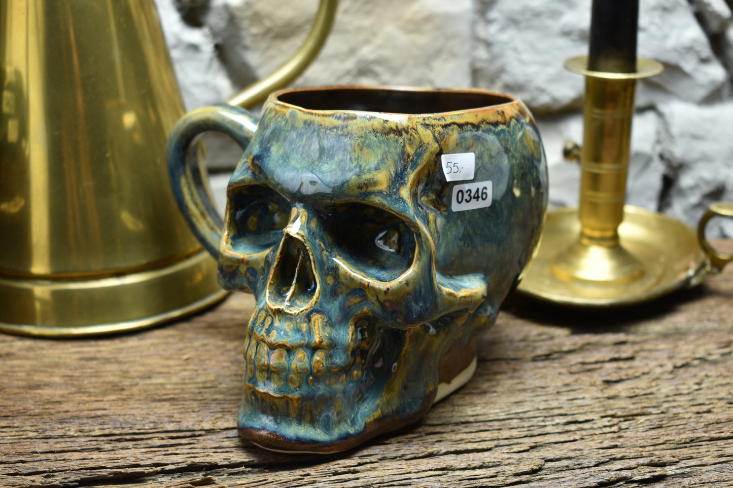 Skull mug Large 800ML blue/brown/green glaze