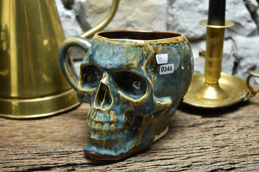 Skull mug Large 800ML blue/brown/green glaze