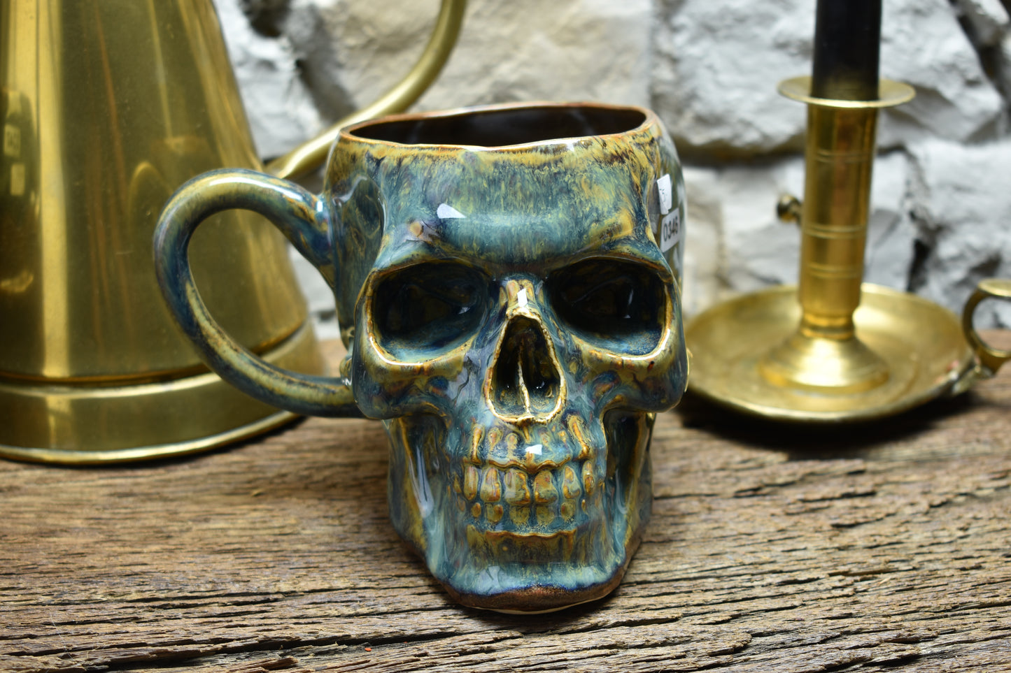 Skull mug Large 800ML blue/brown/green glaze