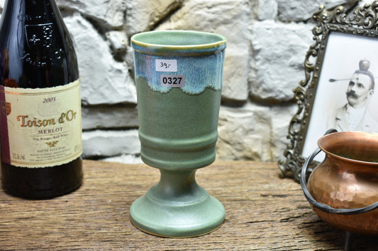 Handmade ceramic chalice - green/effect