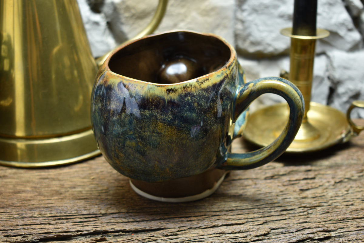 Skull mug Large 800ML blue/brown/green glaze