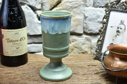 Handmade ceramic chalice - green/effect