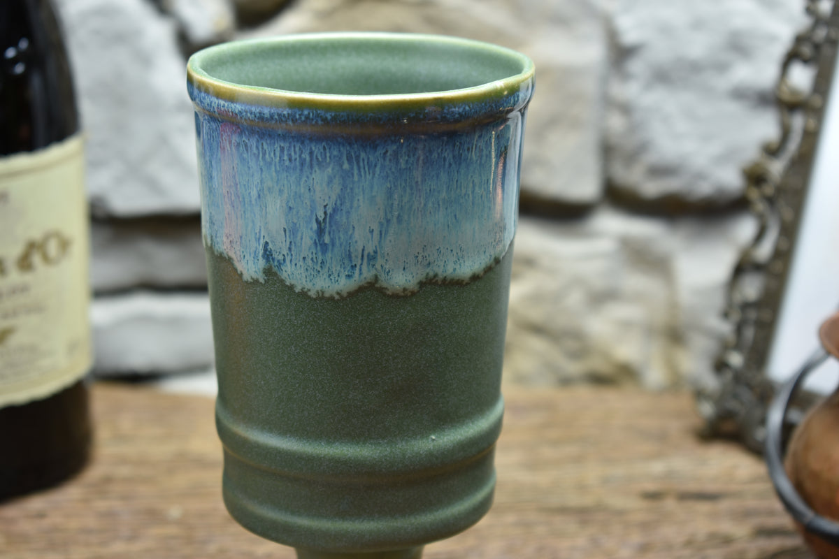 Handmade ceramic chalice - green/effect