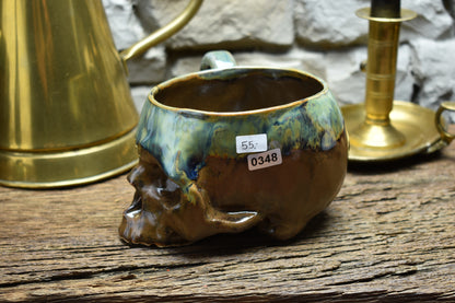 Skull mug medium 500ML blue/brown/green glaze