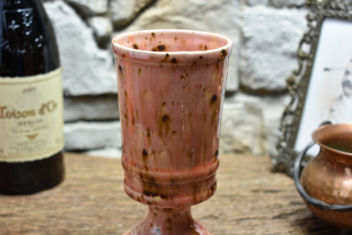 Handmade ceramic chalice - pink effect glaze