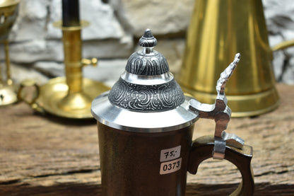 Handmade ceramic chalice with pewter lid - brown