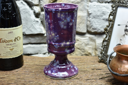 Handmade ceramic chalice - purple effect glaze