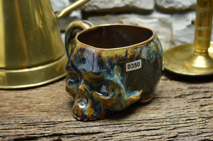 Skull mug small 350ML blue/brown/green effect