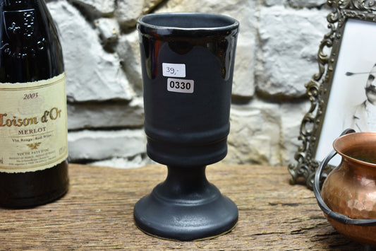Handmade ceramic chalice - black/shiny black glaze