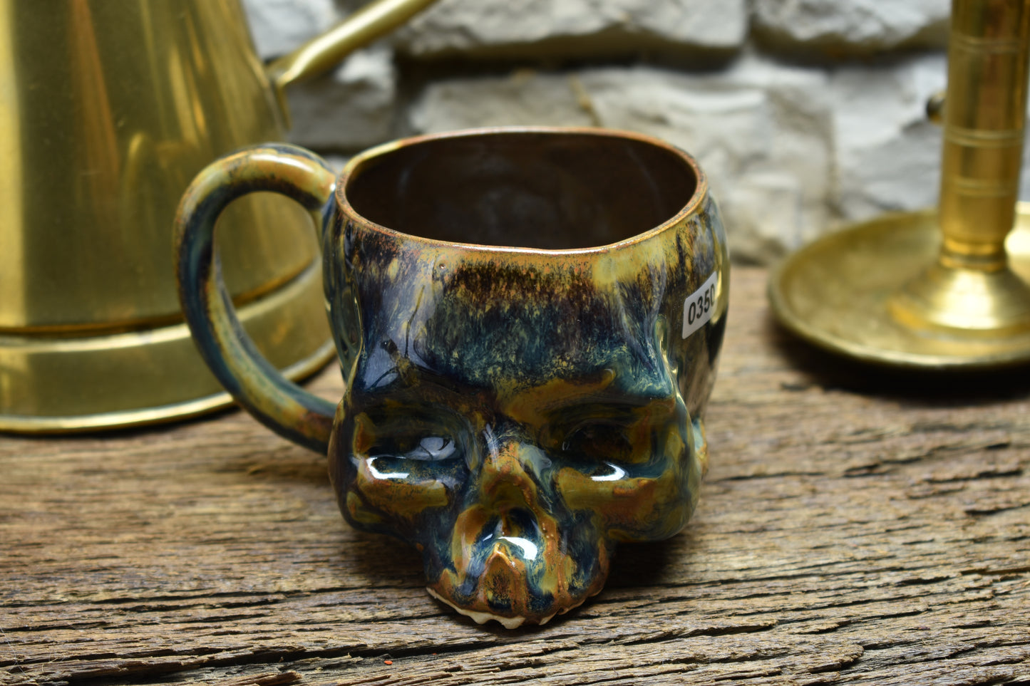 Skull mug small 350ML blue/brown/green effect