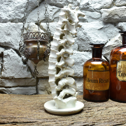 Handmade ceramic spine candle holder large white matt