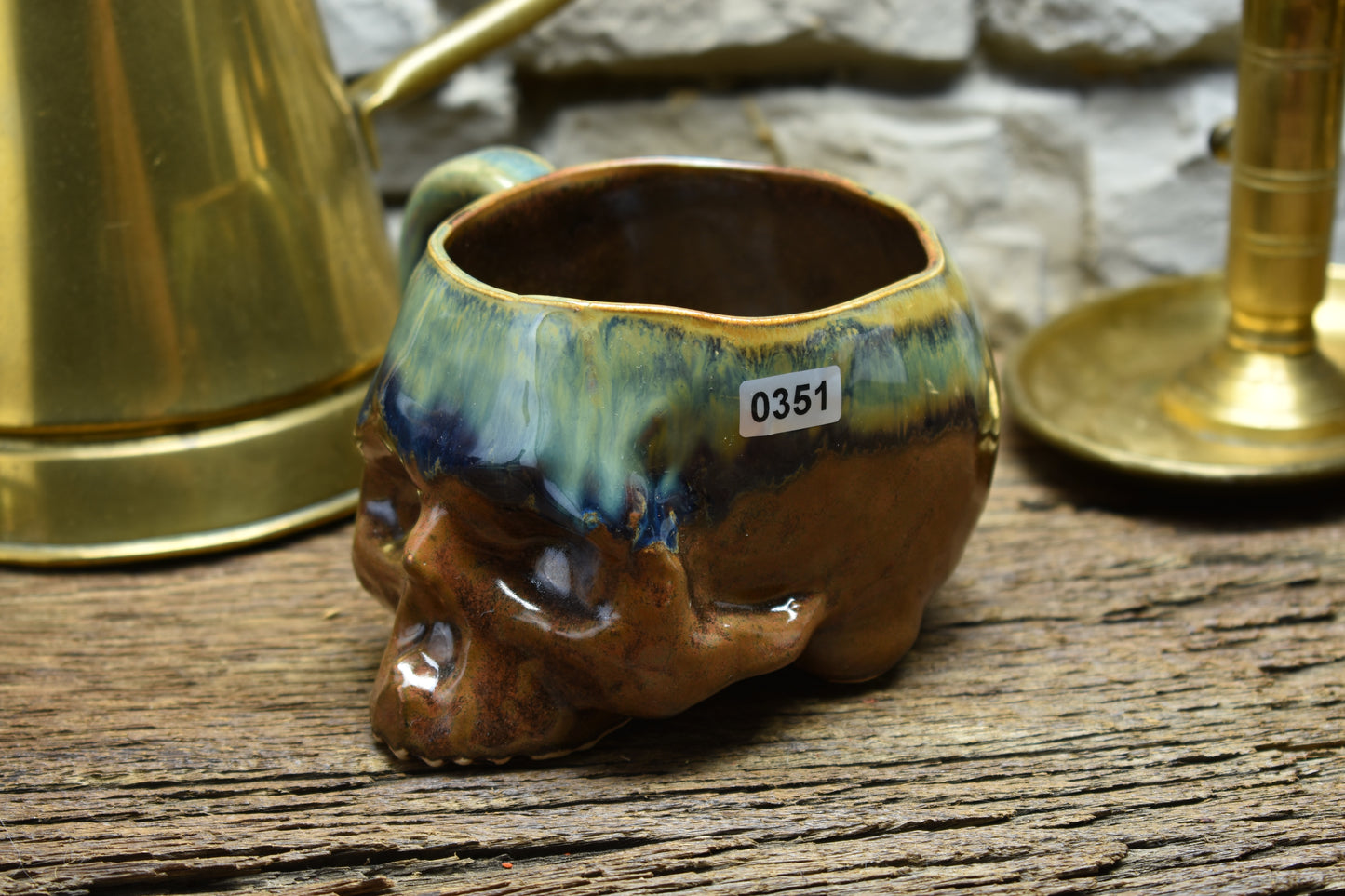 Skull mug small 350ML blue/brown/green effect 2