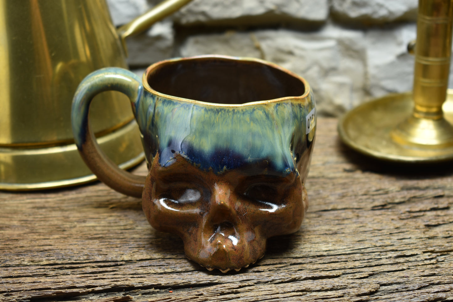 Skull mug small 350ML blue/brown/green effect 2