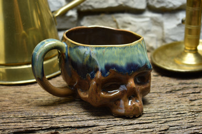 Skull mug small 350ML blue/brown/green effect 2