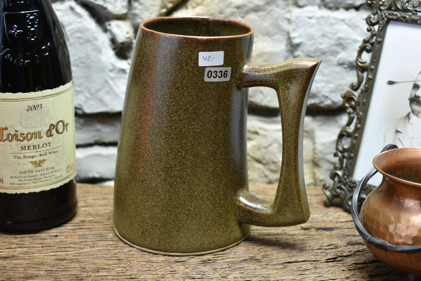 Handmade ceramic beer mug 750 ML - brown