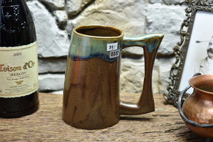 Handmade ceramic beer mug 500 ML - brown/effect glaze