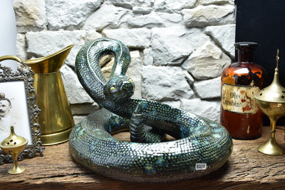 Handmade snake sculpture green effect glaze