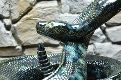 Handmade snake sculpture green effect glaze