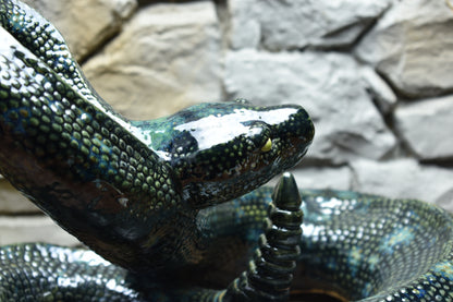 Handmade snake sculpture green effect glaze