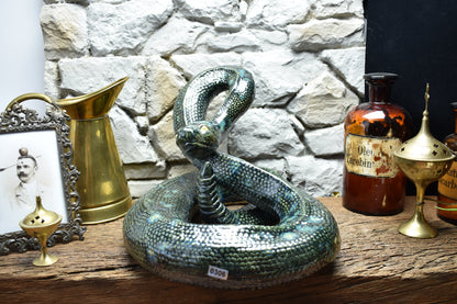 Handmade snake sculpture green effect glaze