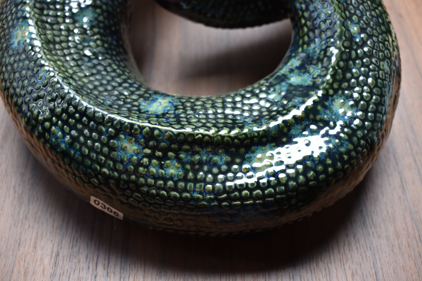 Handmade snake sculpture green effect glaze