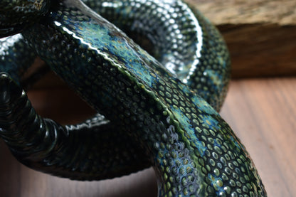 Handmade snake sculpture green effect glaze