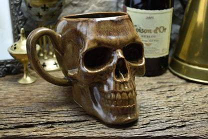 Skull mug Large brown effect glaze