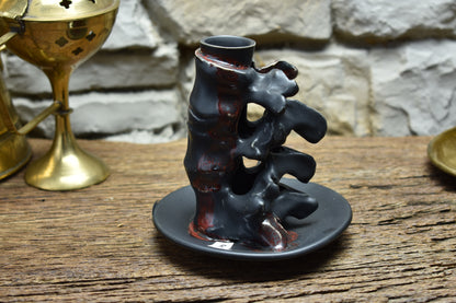 Spine candle holder small black/red effect