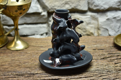 Spine candle holder small black/red effect